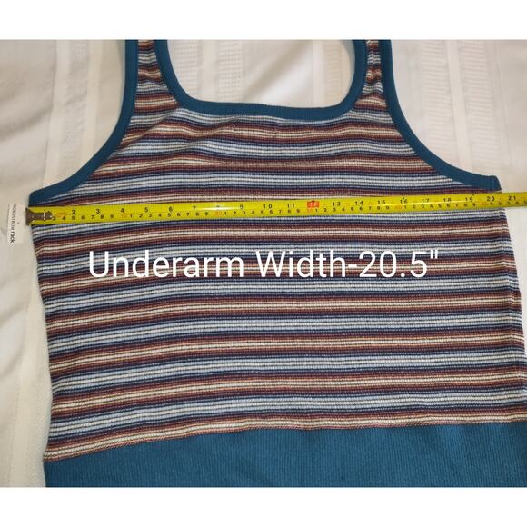 Madewell Cropped Top Striped Camisole Women's XL Teal Knit Store Tag Stretchy - Picture 12 of 13